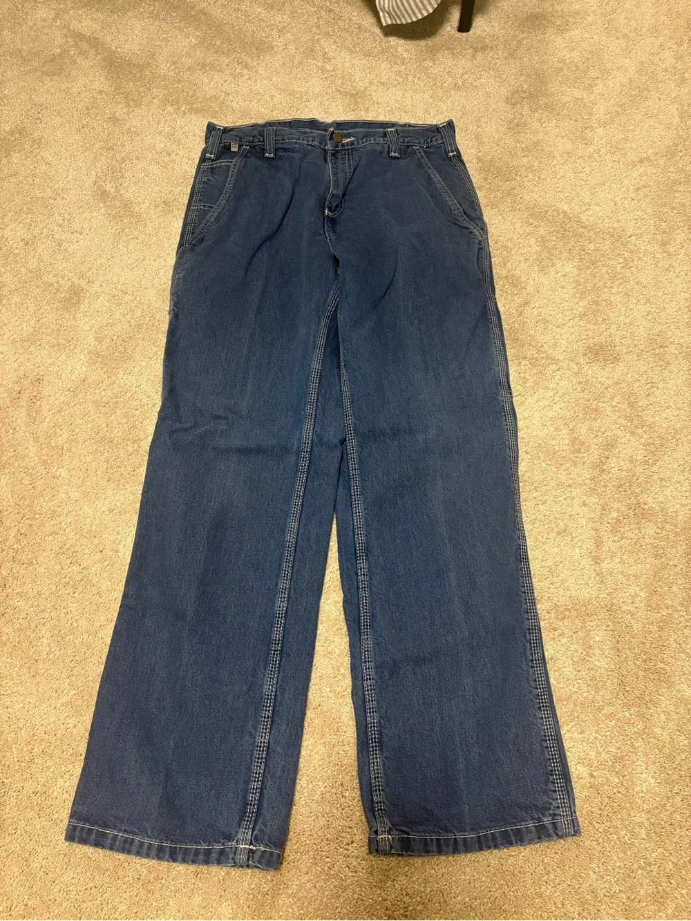 Carhartt Blue Denim Jeans with Label Detail